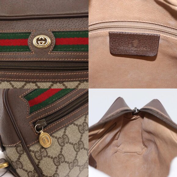 GUCCI GG Supreme Web Sherry Line Bag PVC Beige Gold 56 02 088 Auth 156434 - Picture 14 of 15